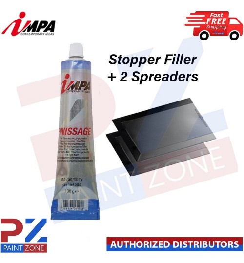 1K Impa Grey Stopper Fine Filler Finissage 180g Tube & Spreaders